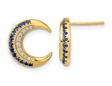1/5 Carat (ctw) Natural Blue Sapphire Moon Charm Earrings in 14K Yellow Gold with Diamonds